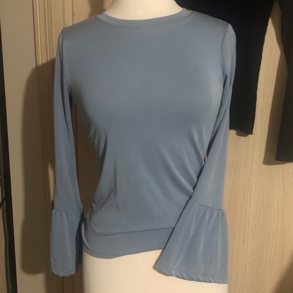 Cape Juby Light Blue Long Bell Wrist Sleeve Top